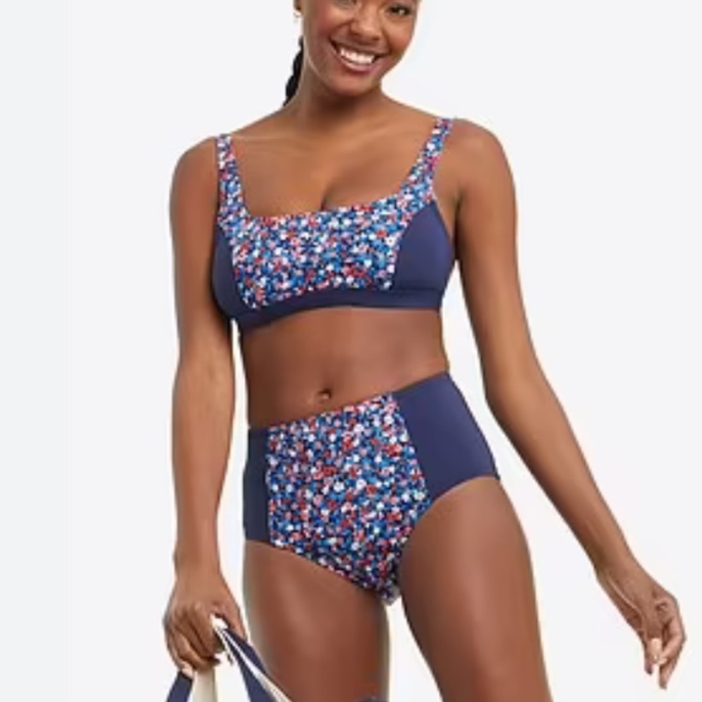Lands’ End x Draper James NEW Floral Bikini Set 22W High Waist Square Neck Swim